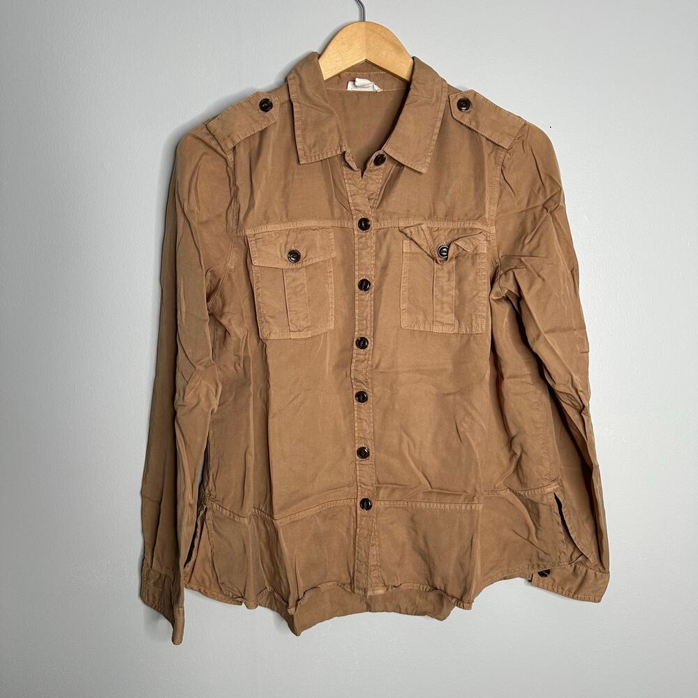 Tribal‎ Jeans Utility Shirt Womens P/S Tan EUC Lyocell Military Safari Jacket